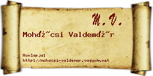 Mohácsi Valdemár névjegykártya